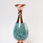 گلدان کوچک فیروزه‌کوبی مسی طرح یک