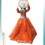 عروسک سنتی محلی دف زن لباس نارنجی