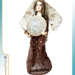 عروسک سنتی محلی دف زن لباس قهوه ای