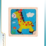 پازل چوبی چهار تکه حیوانات (زرافه)
