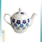 قوری سرامیکی طرح گل‌ آبی کد 2