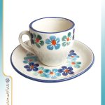 ست فنجان و نعلبکی سرامیکی طرح گل‌ آبی