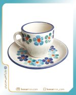 ست فنجان و نعلبکی سرامیکی طرح گل‌ آبی