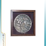 تابلوی قلم‌زنی | طرح سیمرغ و گل‌های بهاری